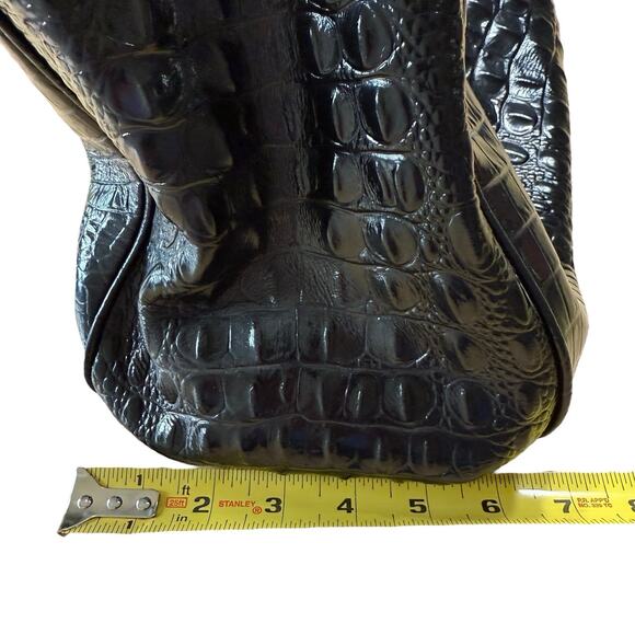 Brahmin Elisa Melbourne Large Leather Satchel Black Gold Registration Card - Picture 12 of 12